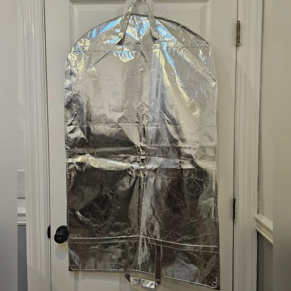 2 Ogier garment bags/suit carrier silver and white